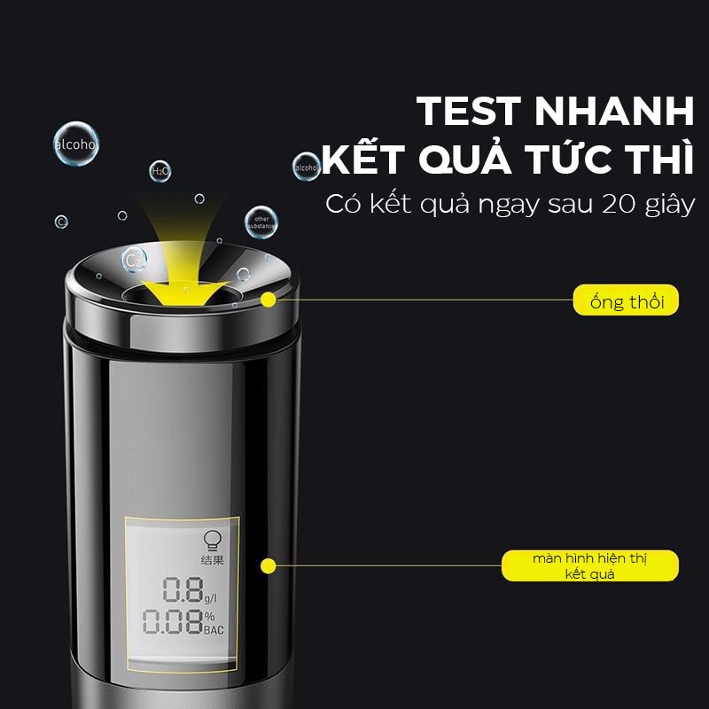 Máy đo nồng độ cồn Sothing Baseus, màn hình Led hiển thị, kiểm tra hơi thở không tiếp xúc chuẩn xác kết quả nhanh- Hàng chính hãng