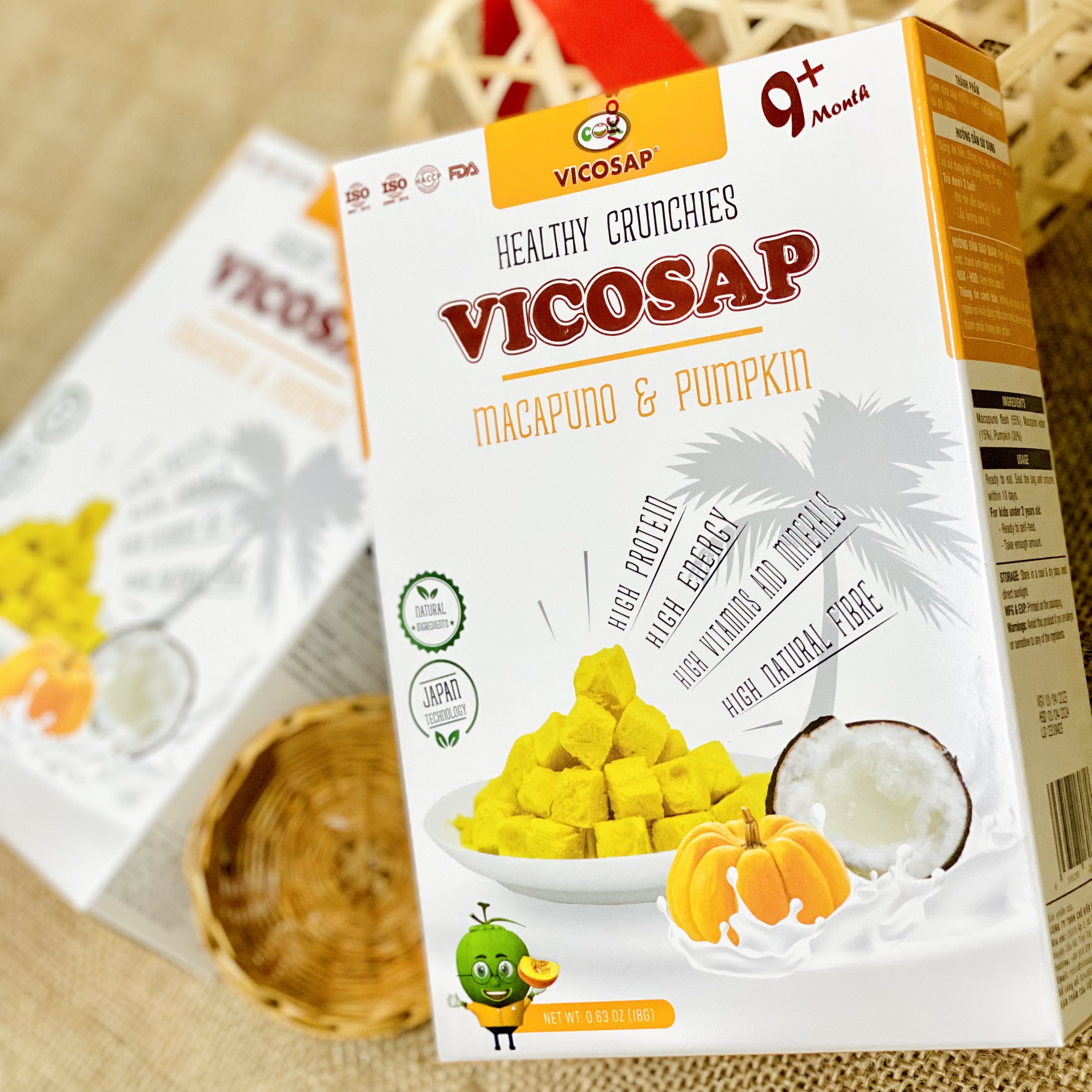 [CHO BÉ] BÁNH DINH DƯỠNG DỪA SÁP & BÍ ĐỎ VICOSAP