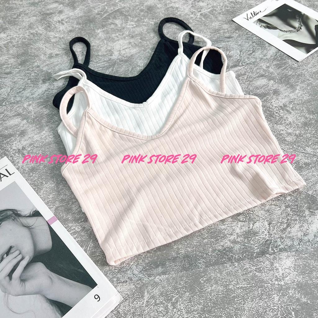 Áo Hai Dây Croptop PINKSTORE29, Dáng Rộng Cổ Tròn Nữ Tính A5397
