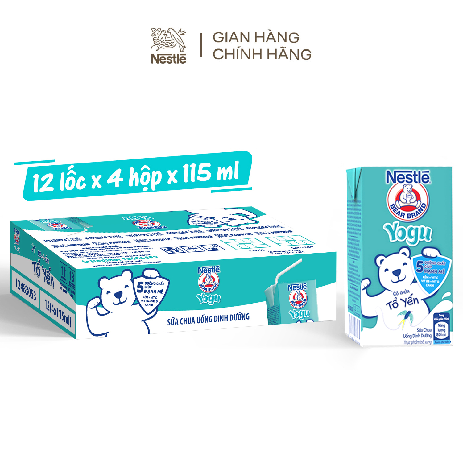 Thùng 48 Hộp Sữa Chua Uống Dinh Dưỡng Nestlé Yogu (115 ml/Hộp)