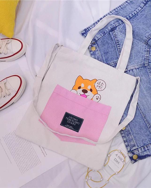 Túi Tote Vải In Hình Cún Hot Trend