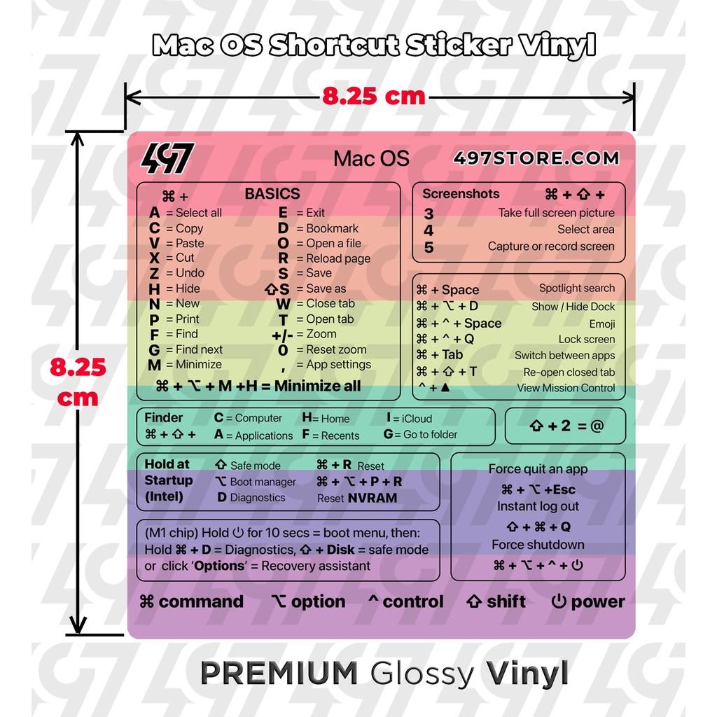 Miếng Dán Phím Tắt Mac OS - Mac OS Shortcut Sticker Vinyl - Chất Liệu Decal Dẻo Cao Cấp - Dễ Dàng Tháo Bỏ - Màu Đen