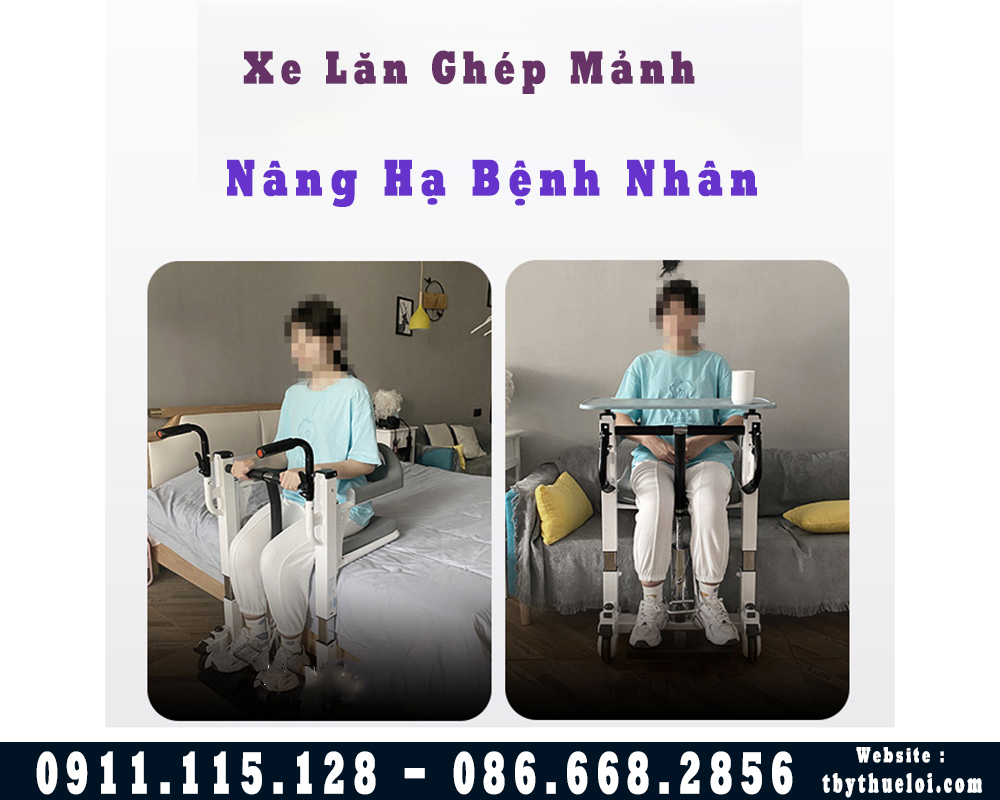 Xe Lăn Ghép Mảnh Đa Năng Nâng Hạ Bằng Pittong