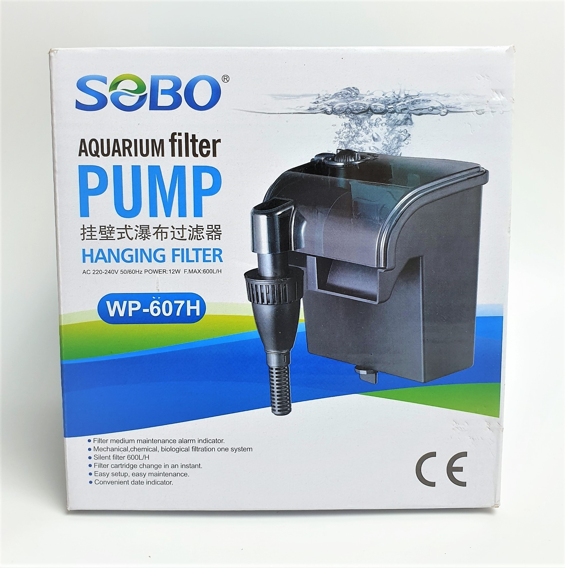 Máy lọc thác nước bể cá SOBO WP 607H 12W, 600L/H thích hợp cho hồ từ 40-60cm