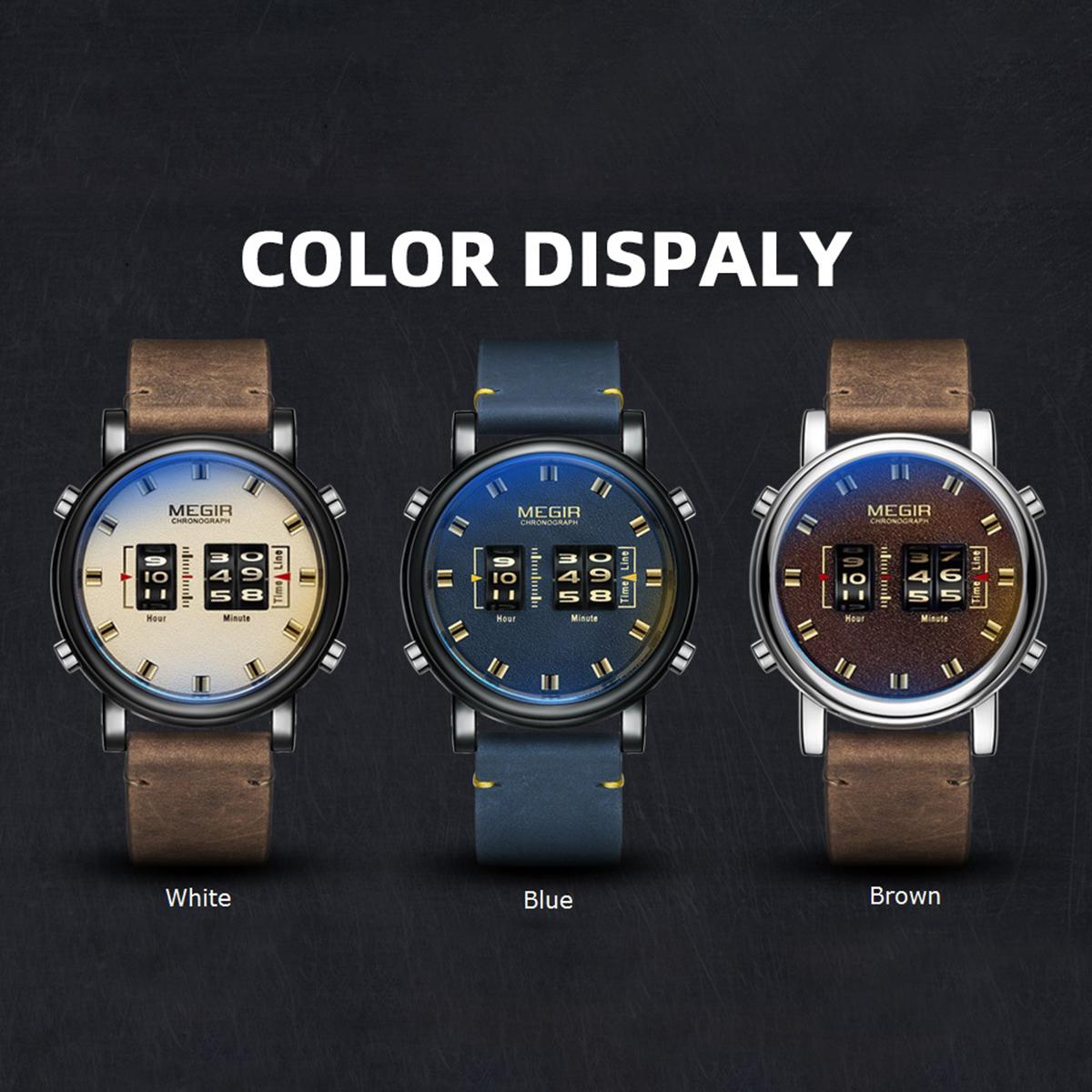 Đồng hồ đeo tay MEGIR 2137 Military Army Quartz Men Chống thấm nước kiểu trống lăn