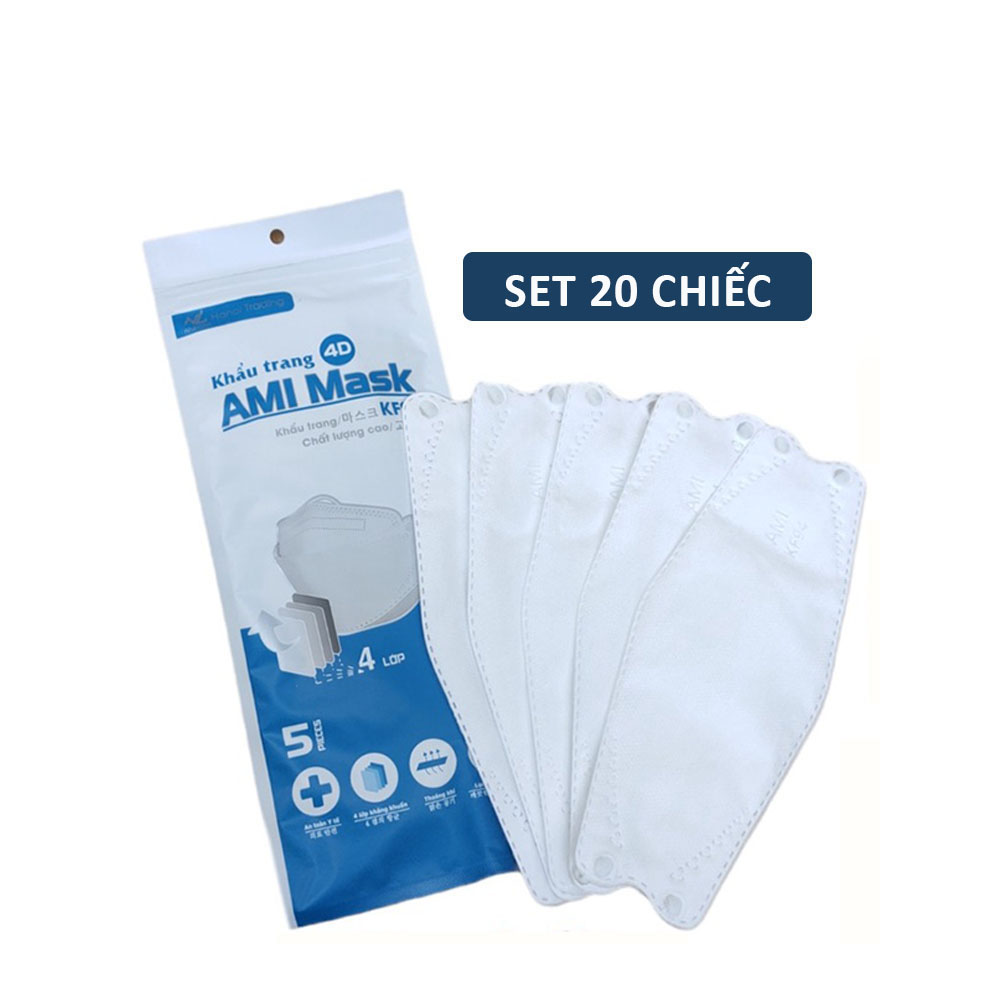 Set 20 Khẩu trang KF94 4D Ami Mask 4 lớp kháng khuẩn lọc bụi mịn cao cấp