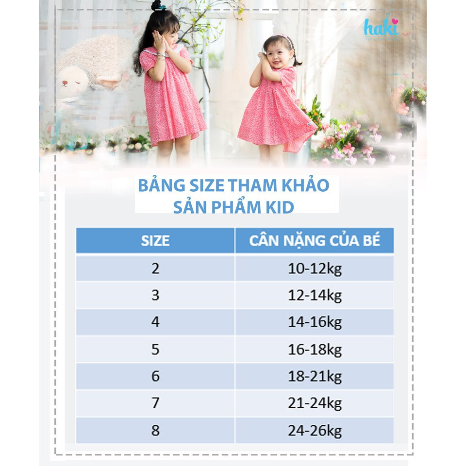 Váy bé gái thô kẻ cổ tròn, đính nơ Haki HK511, đầm thiết kế cho bé gái từ 0-8 tuổi (khoảng 10-27kg), hàng xuất khẩu Canada