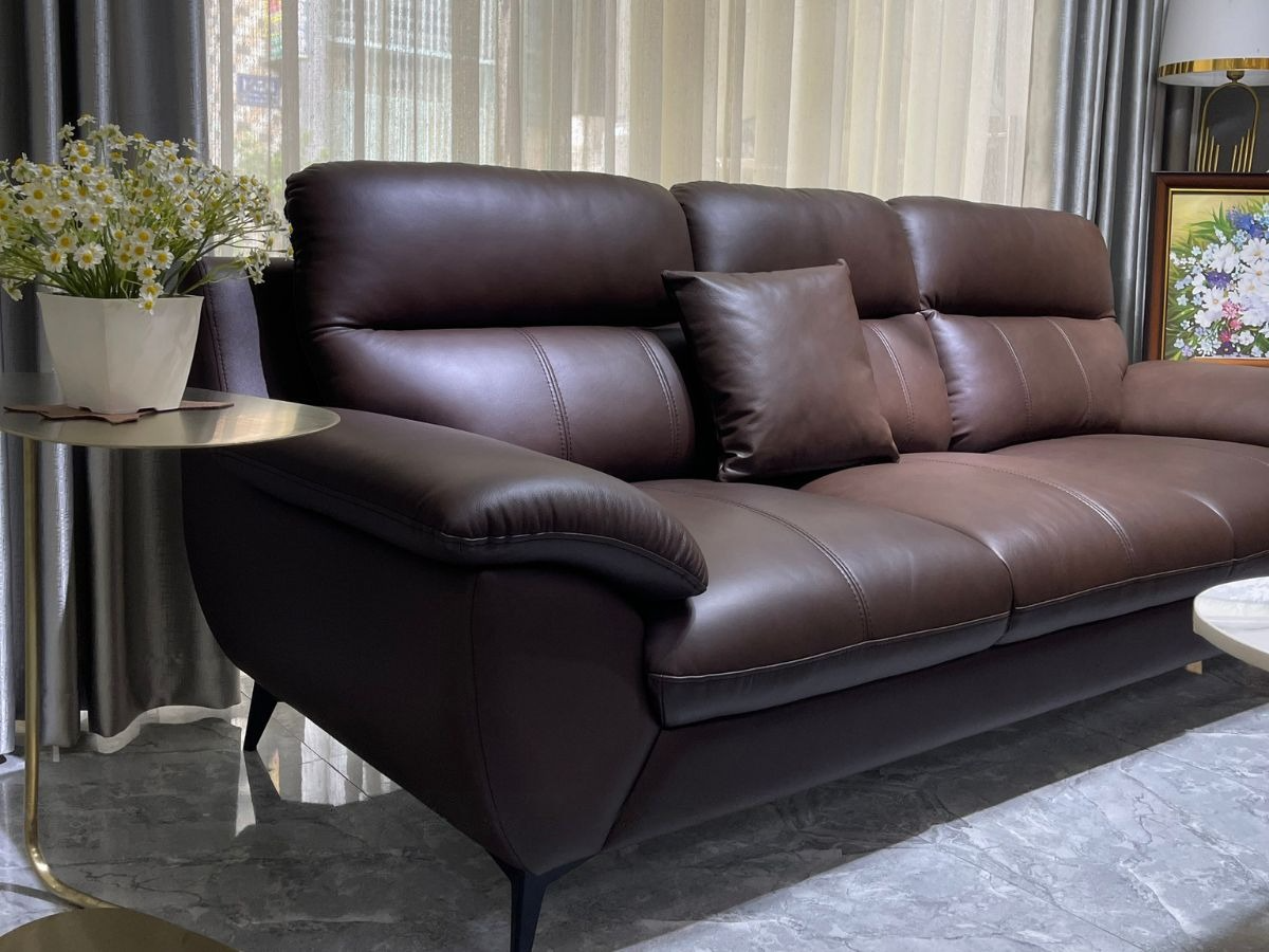 Combo ghế sofa da bò Italy Juno sofa màu nâu – SFCT01 2m hàng cao cấp chuẩn da bò nhập khẩu Ý