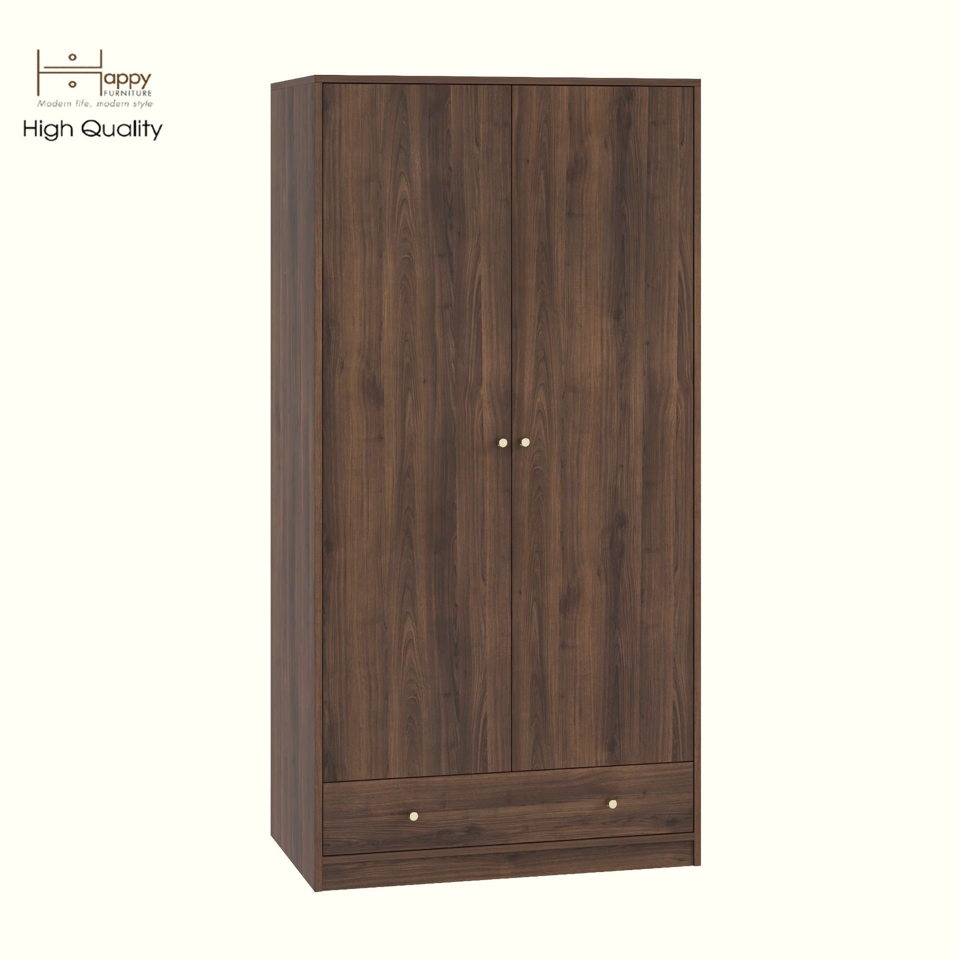 HAPPY FURNITURE , Tủ quần áo 2 cửa mở 1 ngăn kéo - HAPPI, TCM_232 , 90cm x 54cm x 180cm DxRxC