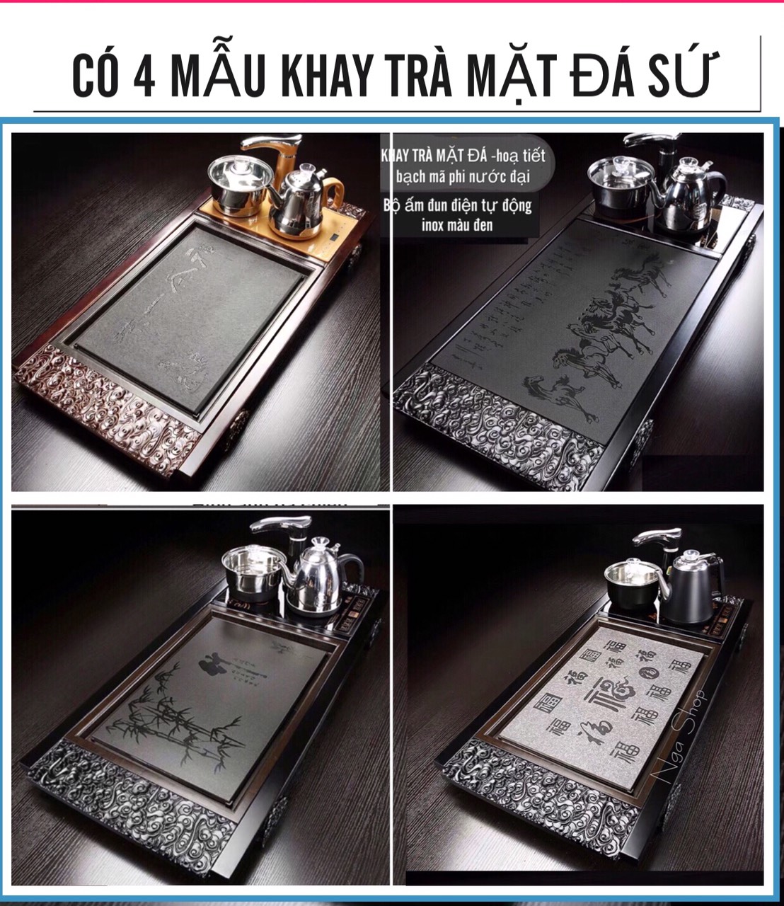 Bộ bàn trà điện đa năng thông minh ,khung gỗ mặt đá sứ đẹp cao cấp , Bếp đun nước cảm ứng inox , Ấm chén trà đạo độc lạ cối xay tự động -0914 , sản phẩm bao gồm đầy đủ như hình