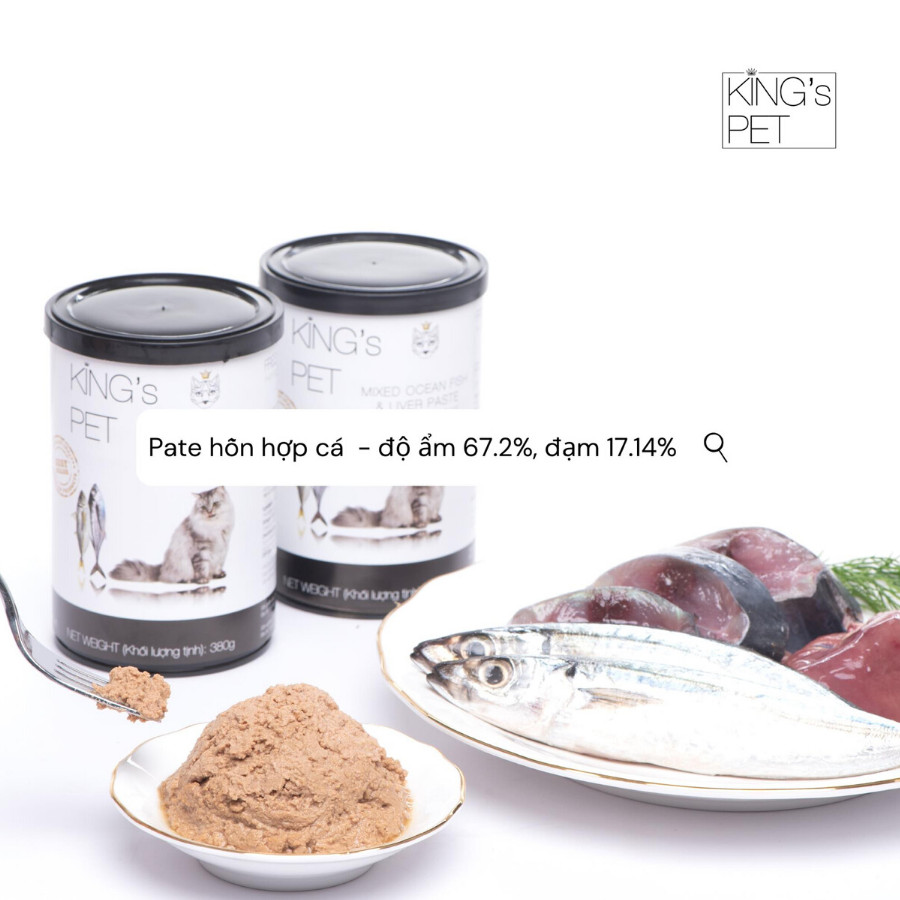 PATE HỖN HỢP CÁ KING’S PET LON 380G THỨC ĂN CHO CHÓ MÈO