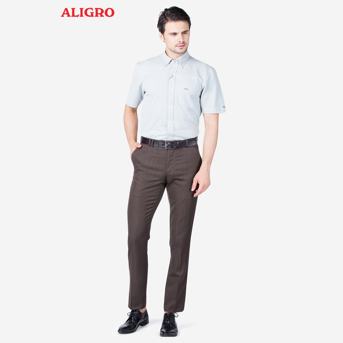 Quần âu nam ALIGRO màu nâu bò, chuẩn form slimfit vải nano cao cấp, tôn dáng, thoáng mát ALGO1013