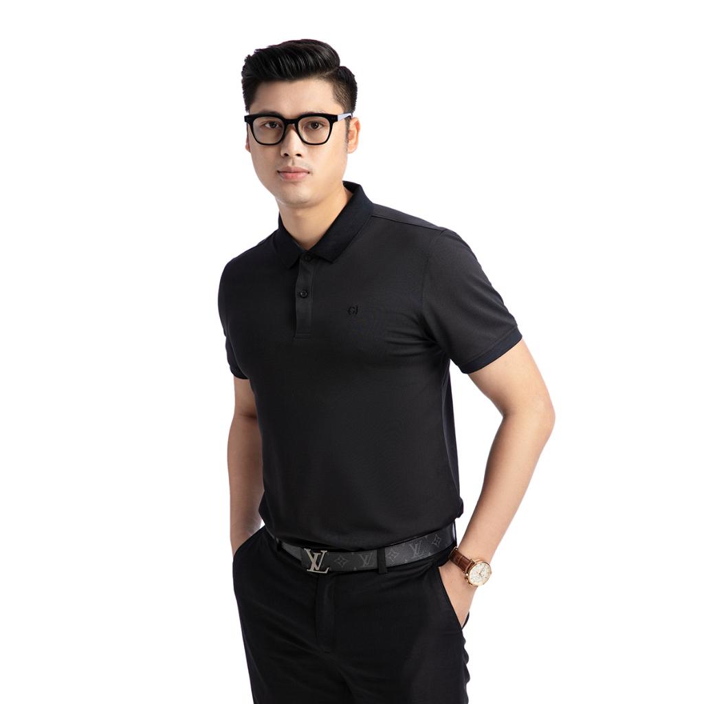 Áo nam polo màu đen dáng đẹp cá sấu Poly thể thao ngắn tay trơn cao cấp có cổ GIFASHION MPC30312