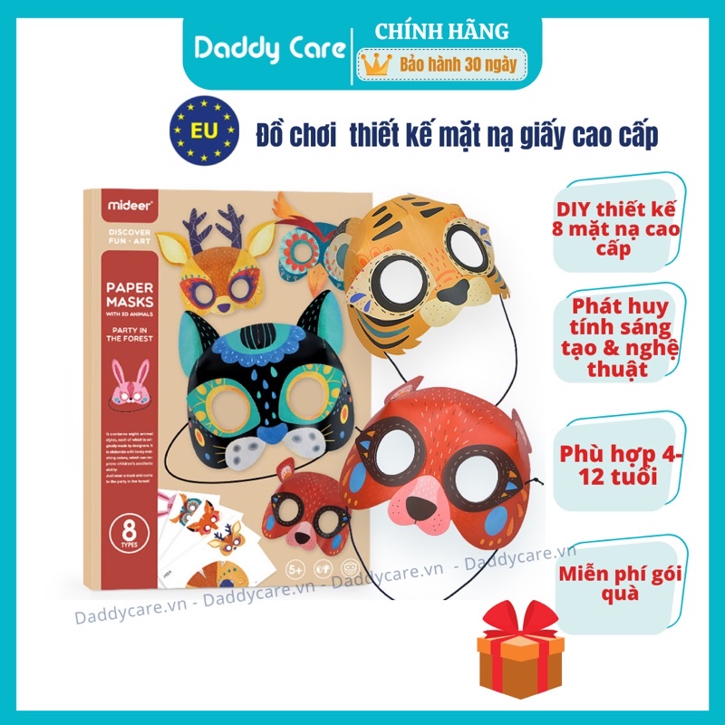 Đồ Chơi Stem Mặt Nạ Giấy Hình Động Vật 3D Animal Paper Masks Mideer, Đồ Chơi Giáo Dục Cho Bé