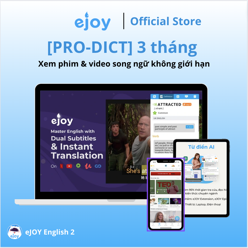 Gói học Tiếng Anh 3 tháng - Tra cứu kiến thức bằng AI trên mọi nền tảng, xem video song ngữ