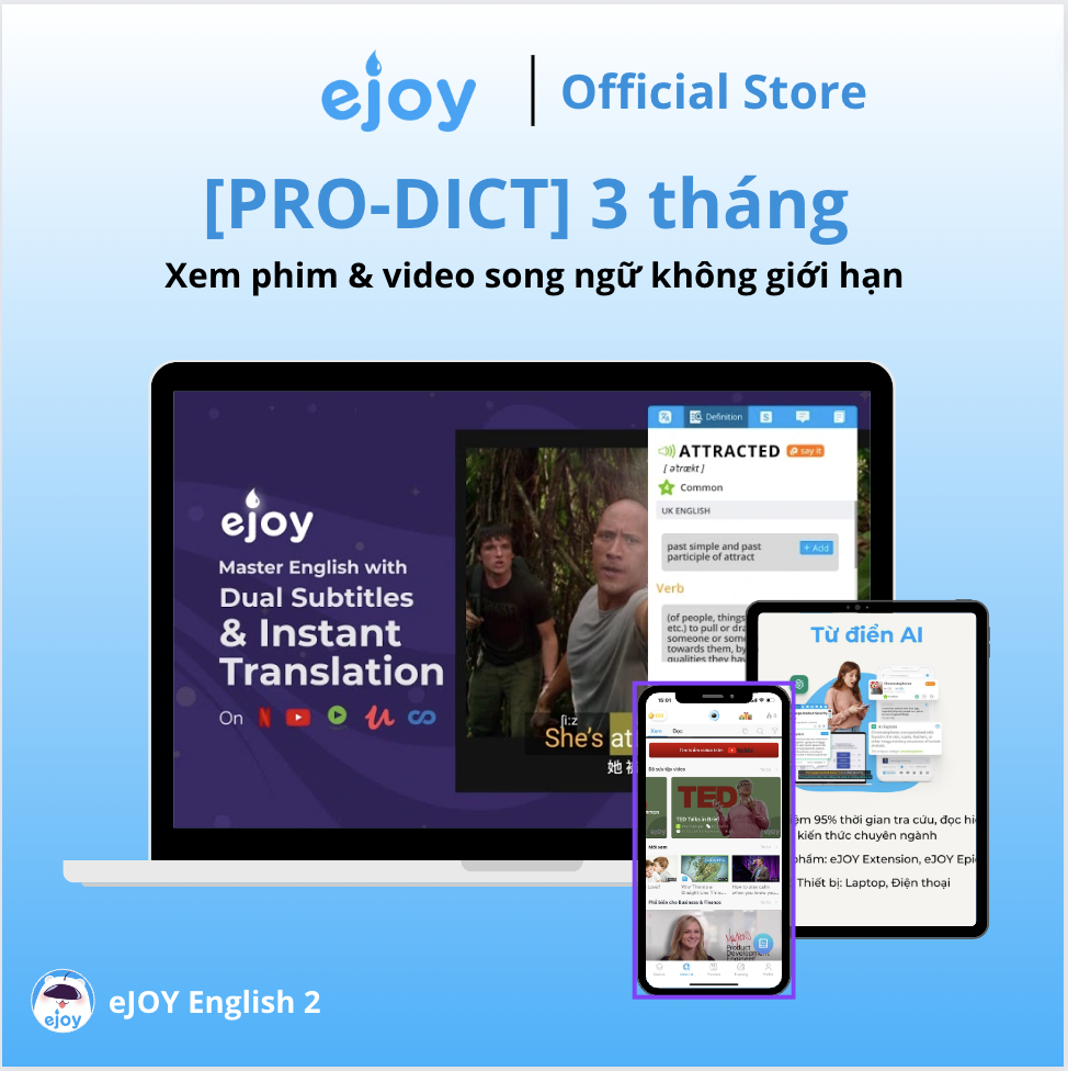 Hình ảnh Gói học Tiếng Anh [PRO-DICT] 3 tháng - Tra cứu kiến thức bằng AI trên mọi nền tảng, xem video song ngữ