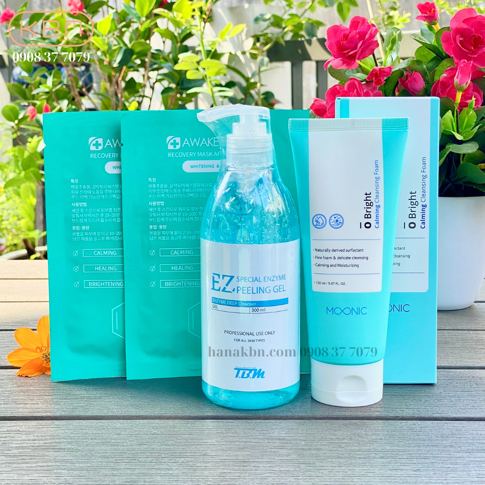 Combo Sạch Tế Bào Chết EZ Peeling Gel + Sữa Rửa Mặt Moonic Tặng 2 Mặt Nạ Soothing