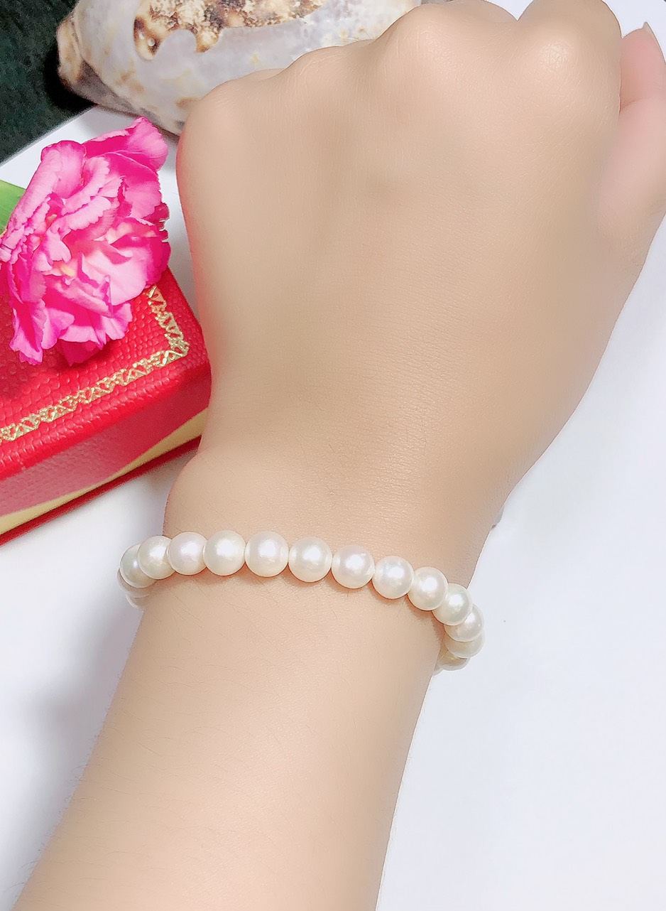Vòng tay ngọc trai thật cao cấp màu trắng tự nhiên