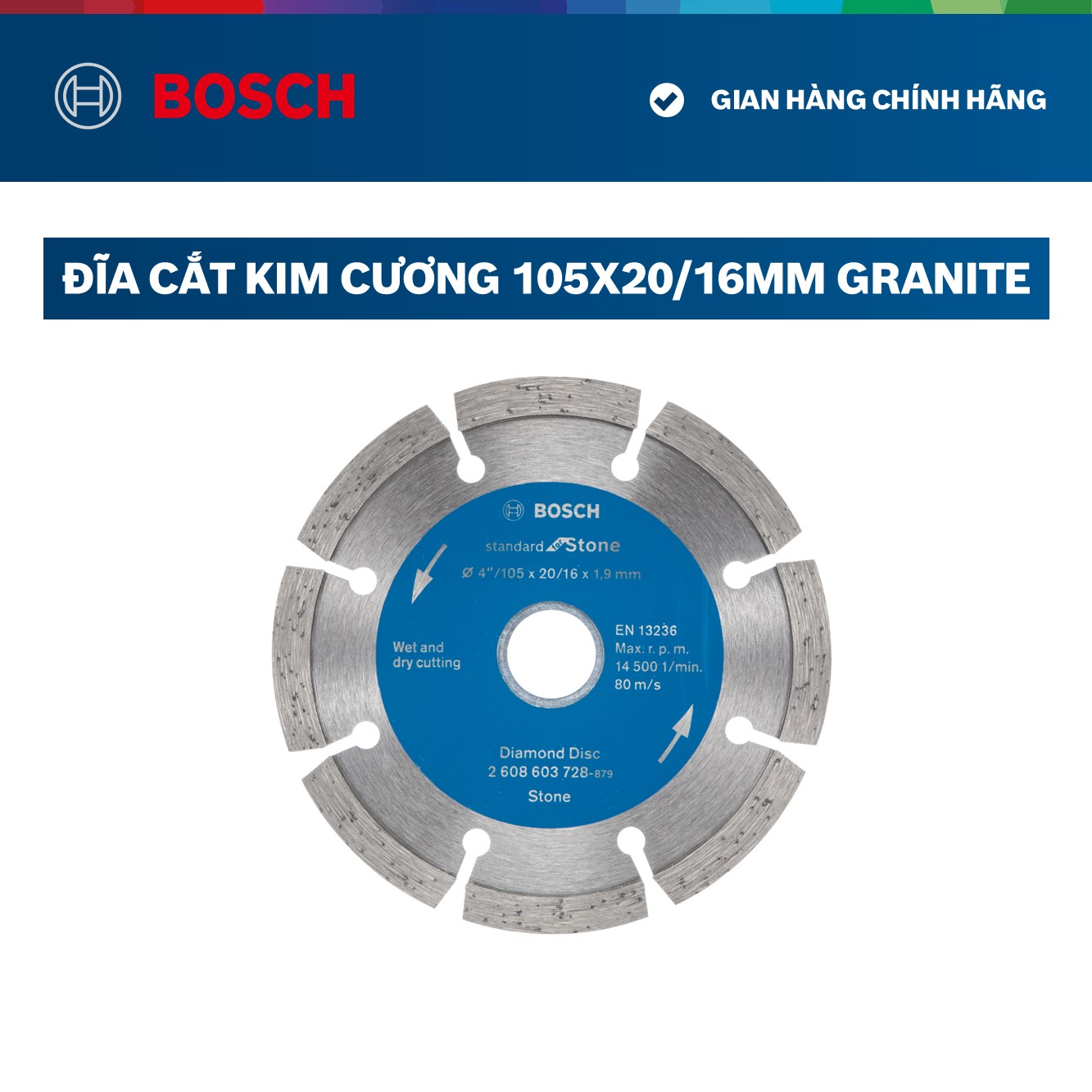 Đĩa cắt kim cương Bosch 105x20/16mm granite