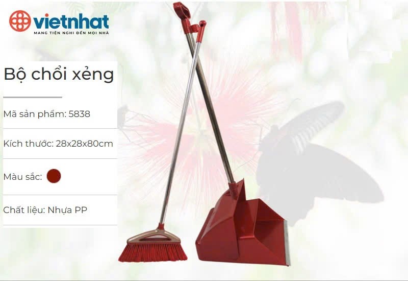 Bộ chổi cước kèm xẻng hốt rác thông minh nhựa VIỆT NHẬT (Màu ngẫu nhiên) - Tự động đóng mở, treo tường, xếp gọn