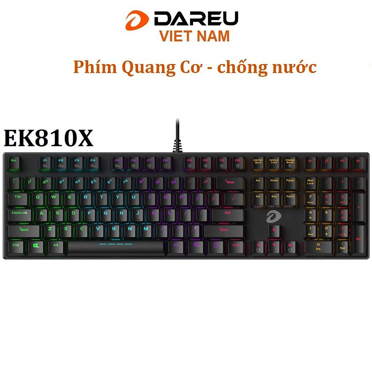 Bàn phím quang cơ Gaming DAREU EK810X (WATERPROOF, Optical switch, MULTI LED) Hàng Chính Hãng