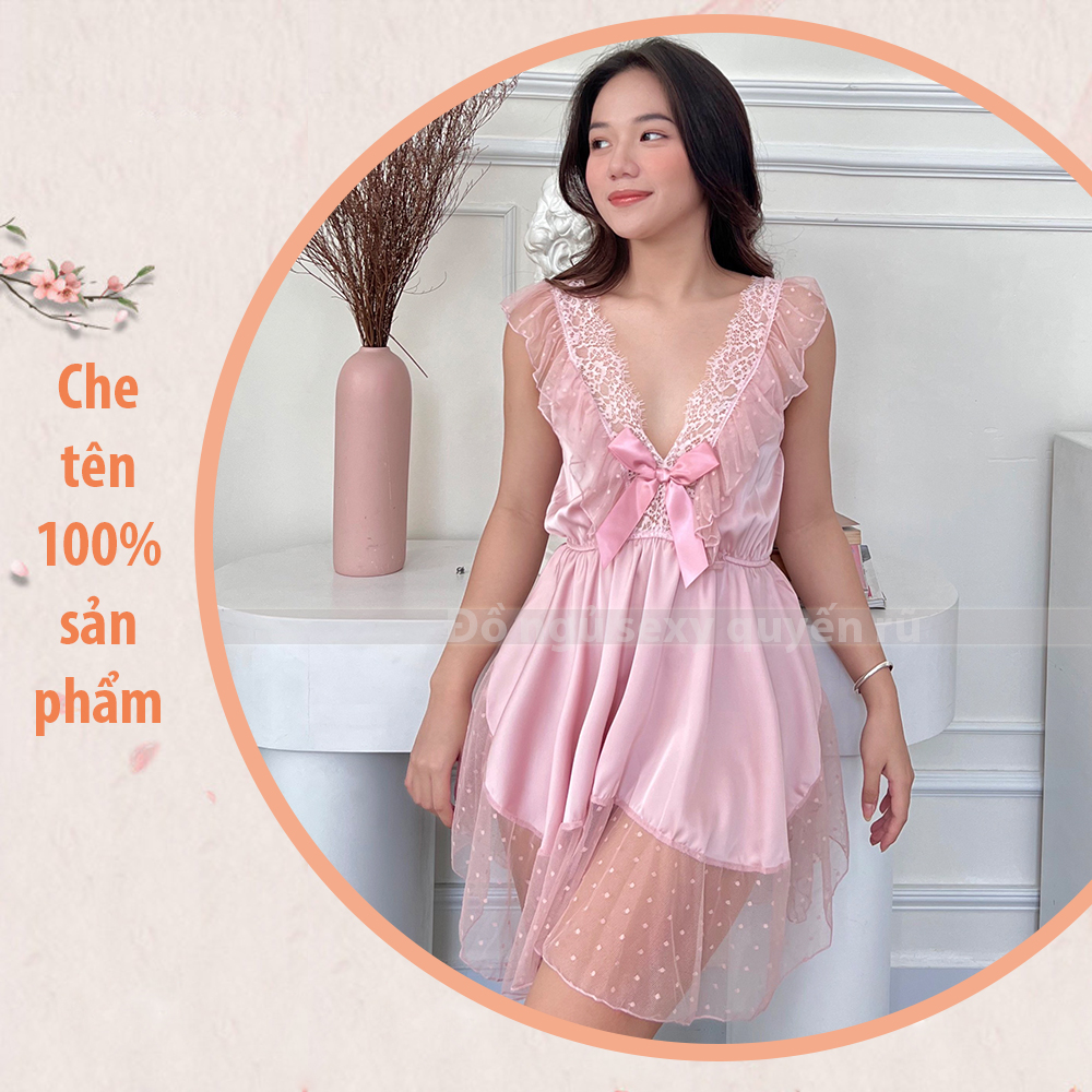 P2 Váy ngủ hai dây ren sexy gợi cảm  - Đồ ngủ nữ gợi cảm - Đầm ngủ nữ quyến rũ