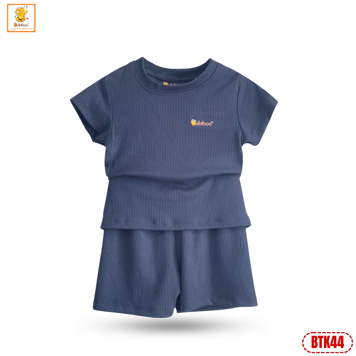 Đồ bộ bé trai Babiboo bộ cộc tay chất vải viscose gân tăm siêu mát, co dãn BTK44