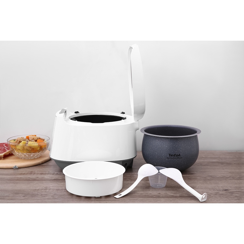 Nồi Cơm Điện Tử TEFAL 750W RK733168 1.8L Màu Trắng - Hàng Chính Hãng