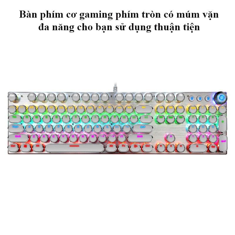 Bàn phím cơ Blue switch Ximeng K901, Bàn phím gaming chính hãng led RGB Phím tròn mạ bạc cá tính