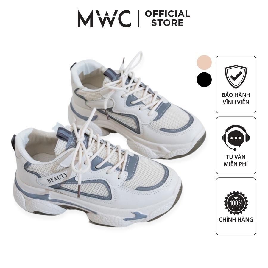 Giày MWC 0664 - Giày Thể Thao Nữ Đế Cao, Sneaker Da Đế Độn Phối Màu Hiện Đại Trendy