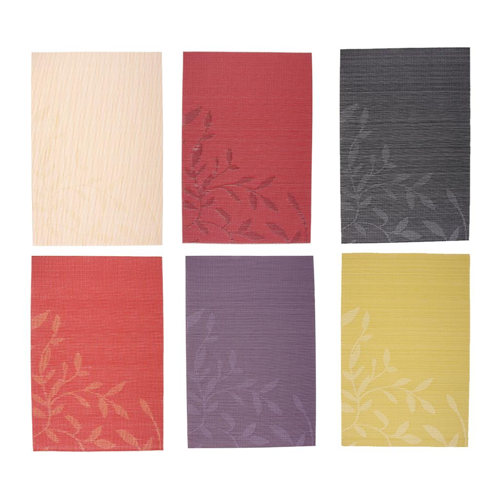 4pcs Rectangle PVC Place Mat Table Pad Dishware Coasters Dining Room Red