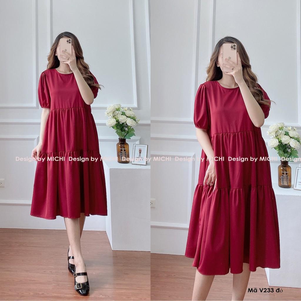 Váy suông babydoll freesize dáng đầm xuông rộng cổ nơ form bầu, nhiều màu, mã V233 - Michi House