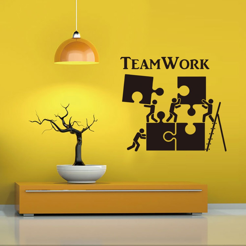 Decal dán tường chữ TEAMWORK mảnh ghép truyền động lực ý nghĩa