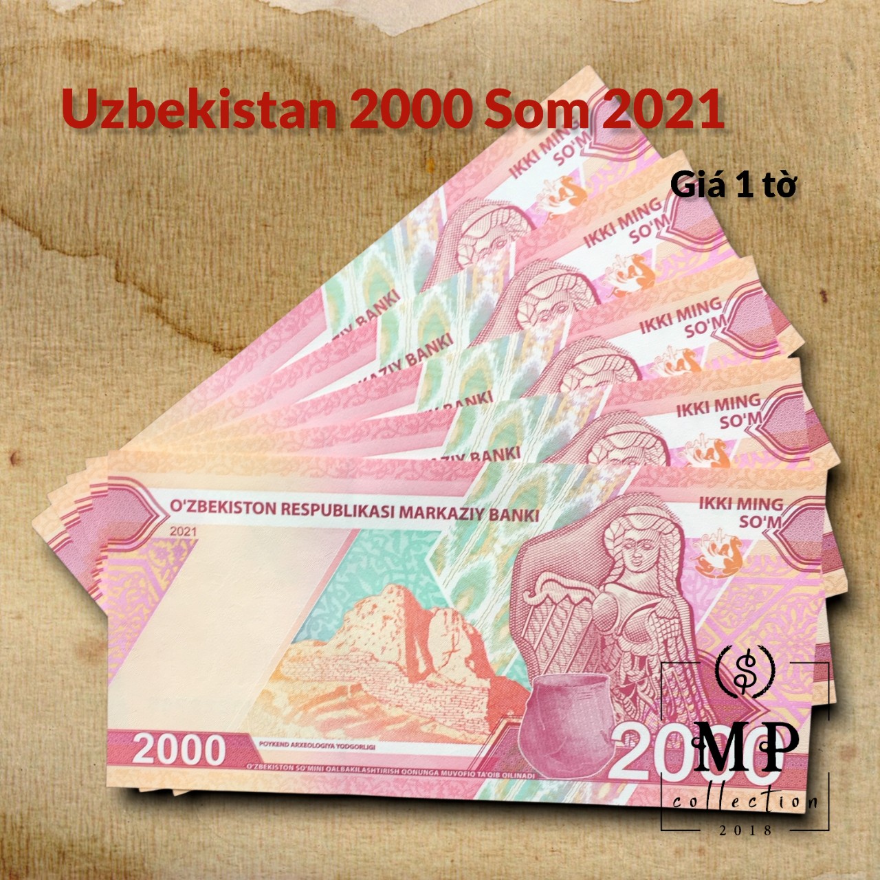 Tiền sưu tầm Uzbekistan 2000 Som 2021