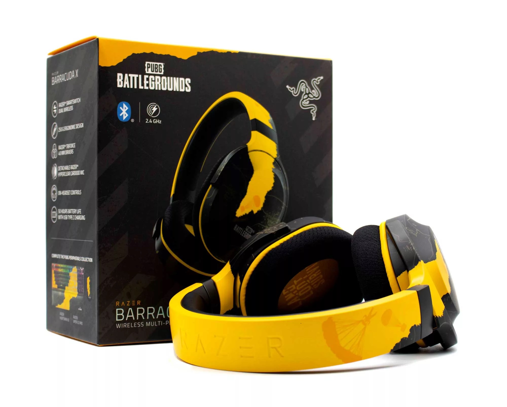 Tai nghe không dây chùm đầu Razer Barracuda X (2022)-Wireless Multi-Platform Gaming and Mobile Headset-PUBG: Battlegrounds Edition_Mới, hàng chính hãng