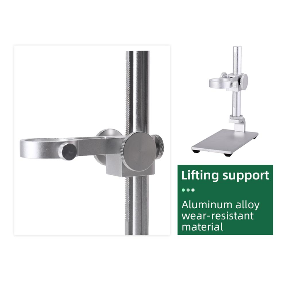 4.3 Inch Display 1000X Digital Microscope Photo Video Taking with 8 Adjustable LED Lights Lifting Aluminum Alloy Stand for Jewelry Identification Mobilephone Repairs