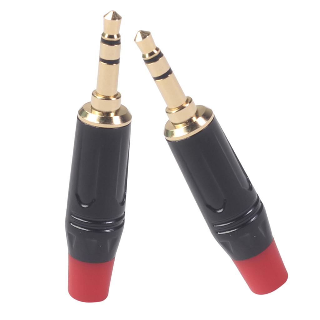 2Pcs Alloy 3.5mm Gold Plated Plug Connector Audio Stereo For Cable DIY Accs