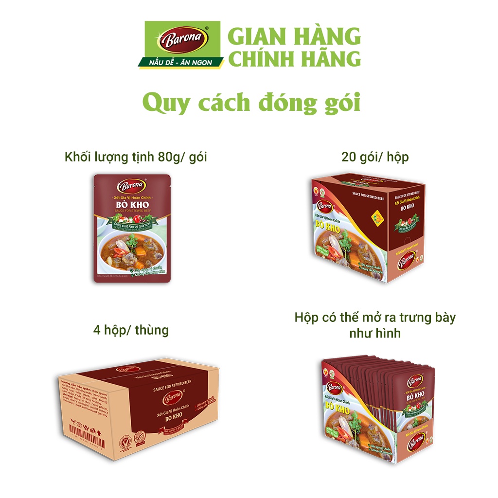 Combo 1 hộp gia vị Bò Kho Barona 80g ướp ngon chuẩn vị không cần nêm nếm