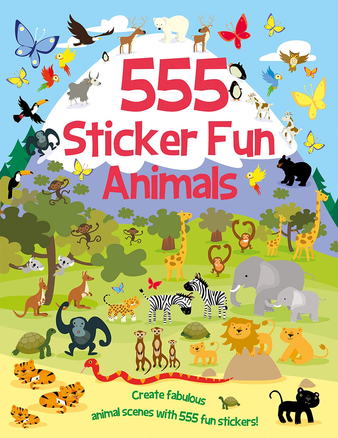 Sách sticker dạy tiếng Anh thông minh cho bé: 555 stickers vui nhộn về động vật - 555 sticker fun Animals