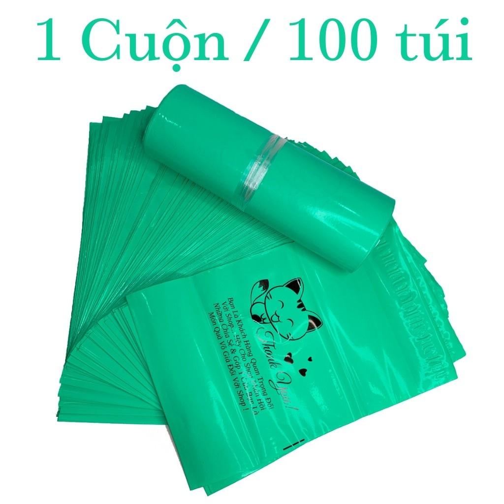 Túi Gói Hàng Túi Đóng Hàng Màu Xanh Mint In Mèo Thần Tài & Cám Ơn Khách Hàng Size 25x35