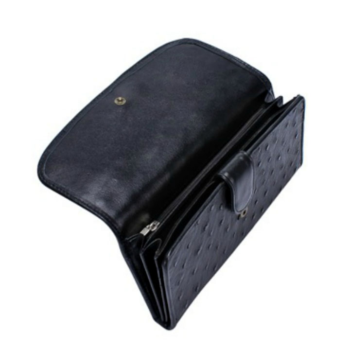 HJ3403-04-05-06 - Bóp da đà điểu 3 gấp nâu đỏ, vàng, đen, nâu đất