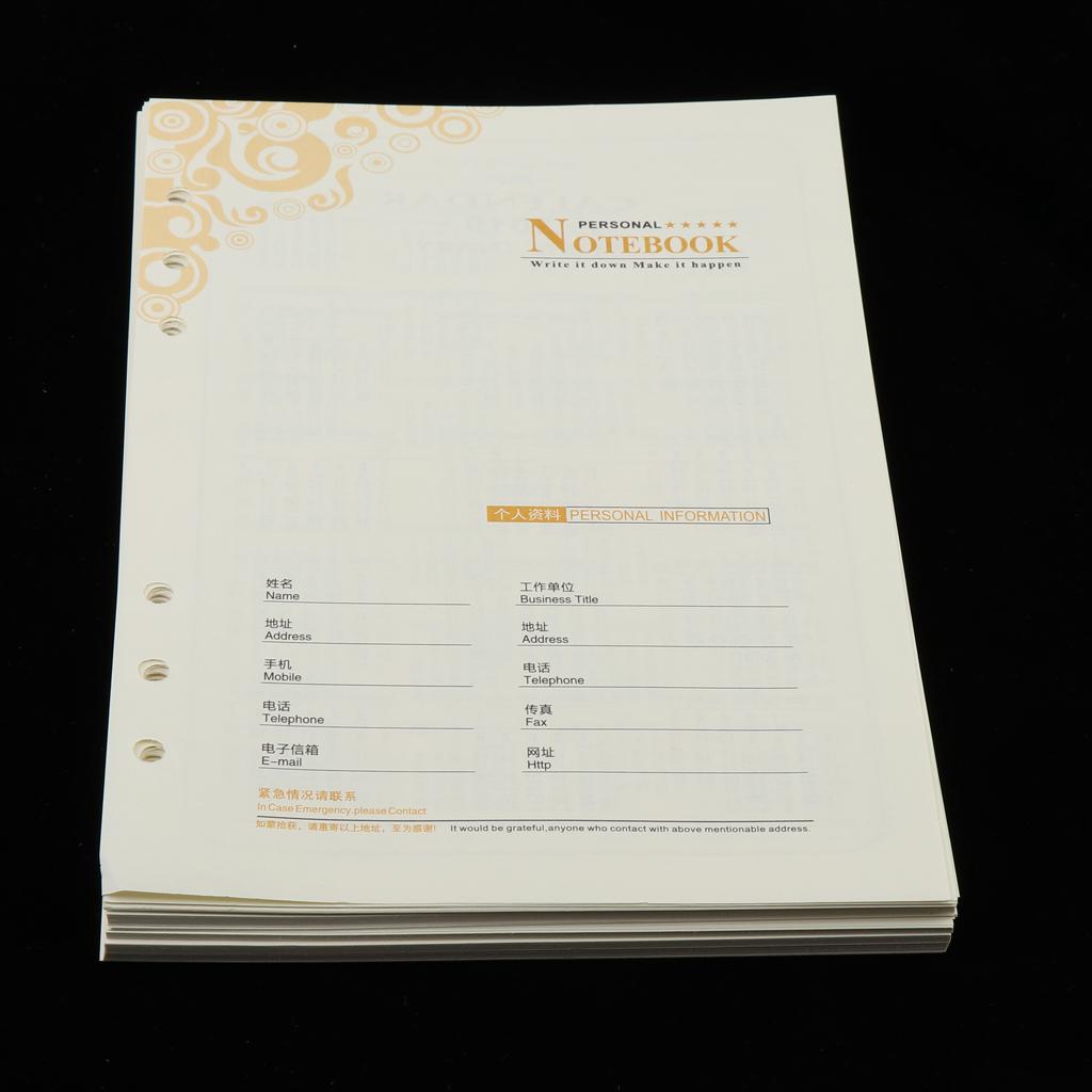 A5 Notebook Filler Paper Refillable Pages for Binder Planner 6 Holes