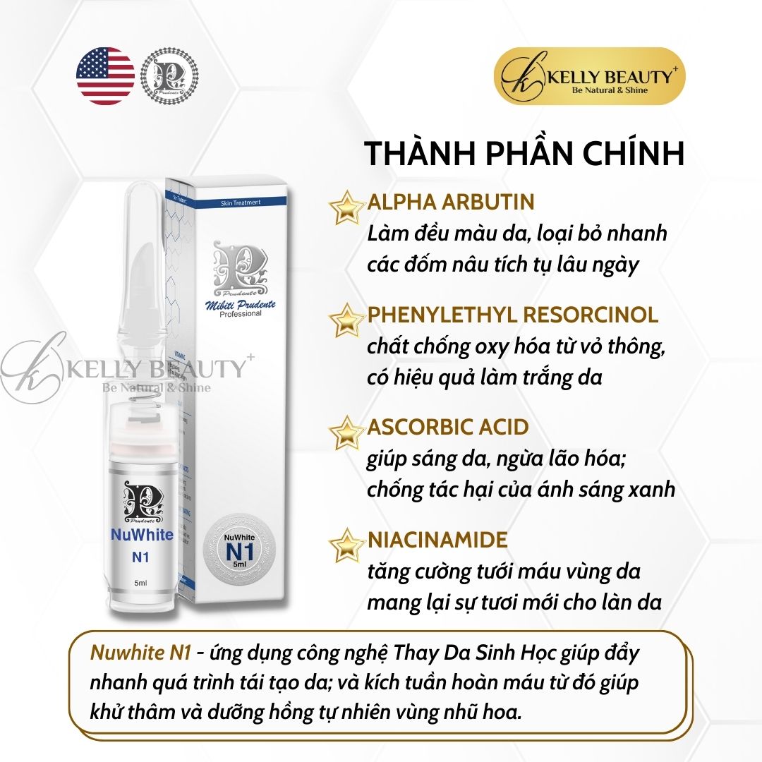 Hình ảnh Kem Dưỡng Mibiti Prudente Nuwhite N1 - Khử Thâm, Dưỡng Hồng Ti- Kelly Beauty