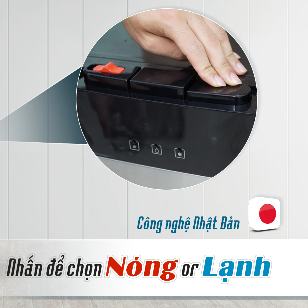 Cây nước nóng lạnh bình âm nhập khẩu Fujihome WD606C, máy nước nóng lạnh bình hút 3 vòi, khóa vòi nóng an toàn tự động ngắt tiết kiệm điện - Hàng chính hãng