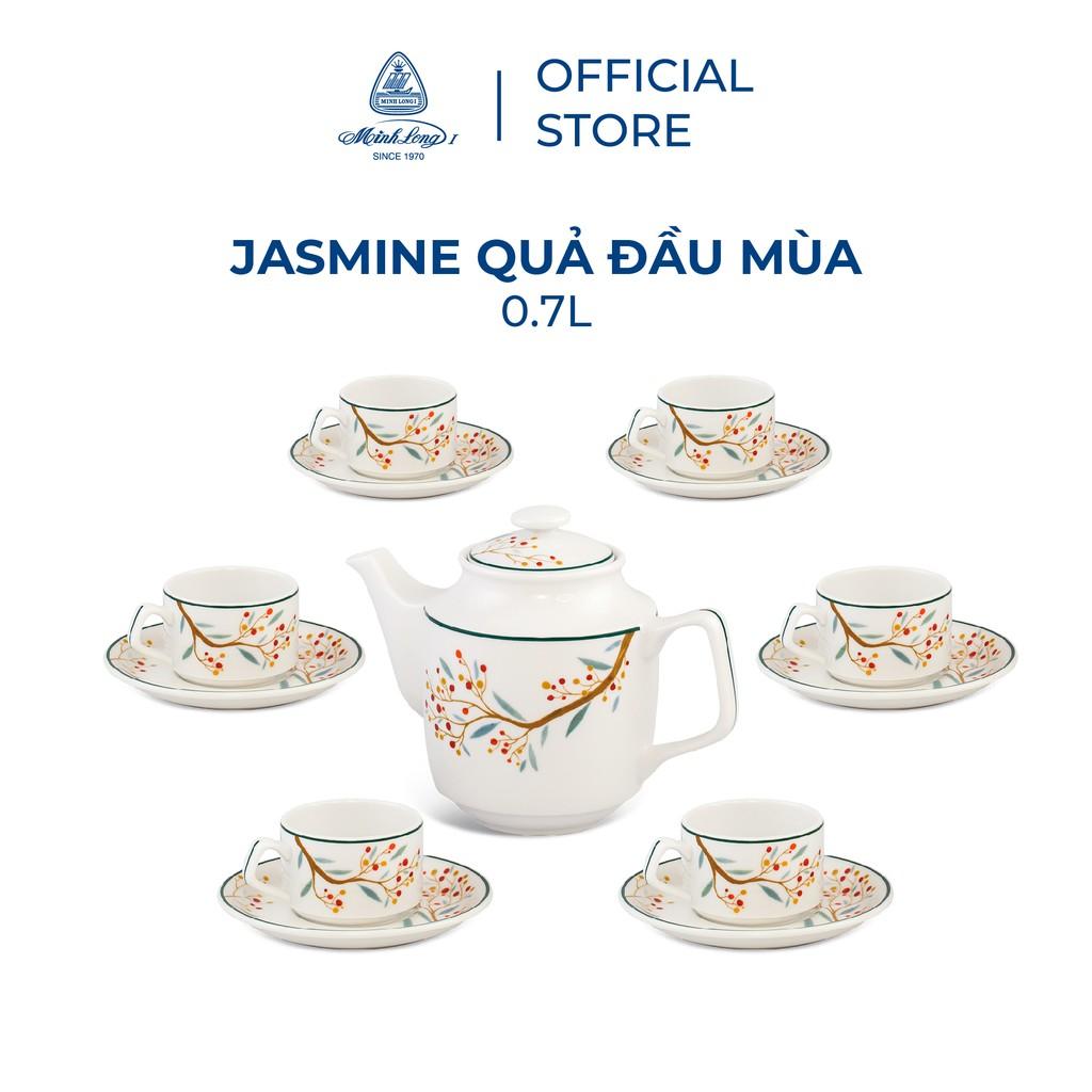 Bộ Ấm, Chén Trà Sứ Minh Long 0.7 L - Jasmine - Quả Đầu Mùa