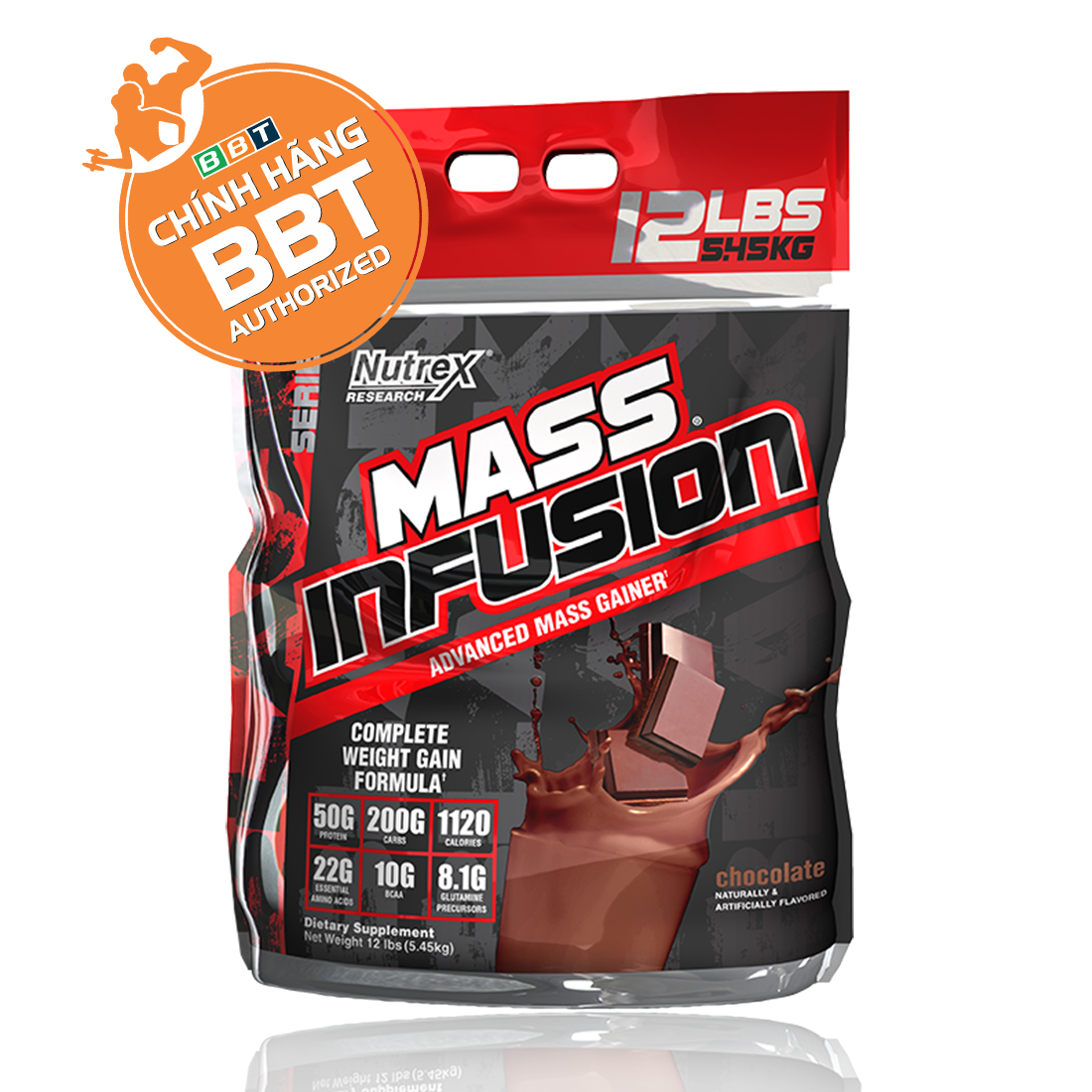 [Chính hãng] Nutrex Mass Infusion (5.4KG) Sữa Tăng Cân Tăng Cơ Nạc, Bổ Sung 50G Protein, 22G EAA, 10G BCAA, 19 Lần Dùng