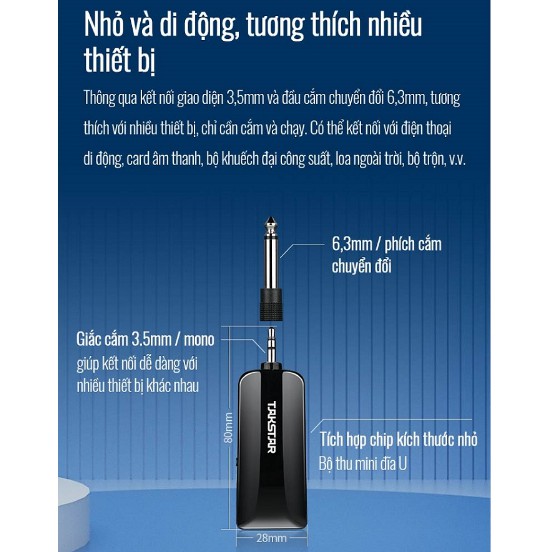 Mic không dây TS-K201 Takstar [Hàng chính hãng] - Micro Karaoke - sân khấu không dây đa năng Takstar 