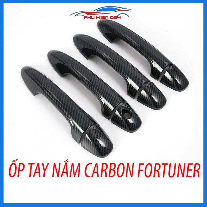 Ốp tay hõm Fortuner 2017-2018-2019-2020-2021-2022 vân carbon, mạ crom chống trầy bảo vệ cửa xe ô tô