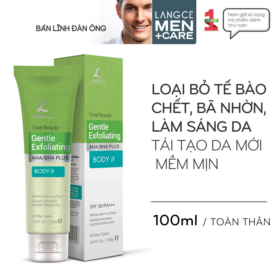 Gel Tẩy Tế Bào Chết Đẹp Da - Body It - Toàn Thân 100ml cho Nam TẶNG Gel Vệ Sinh Vùng Kín Nam 100ml LANGCE