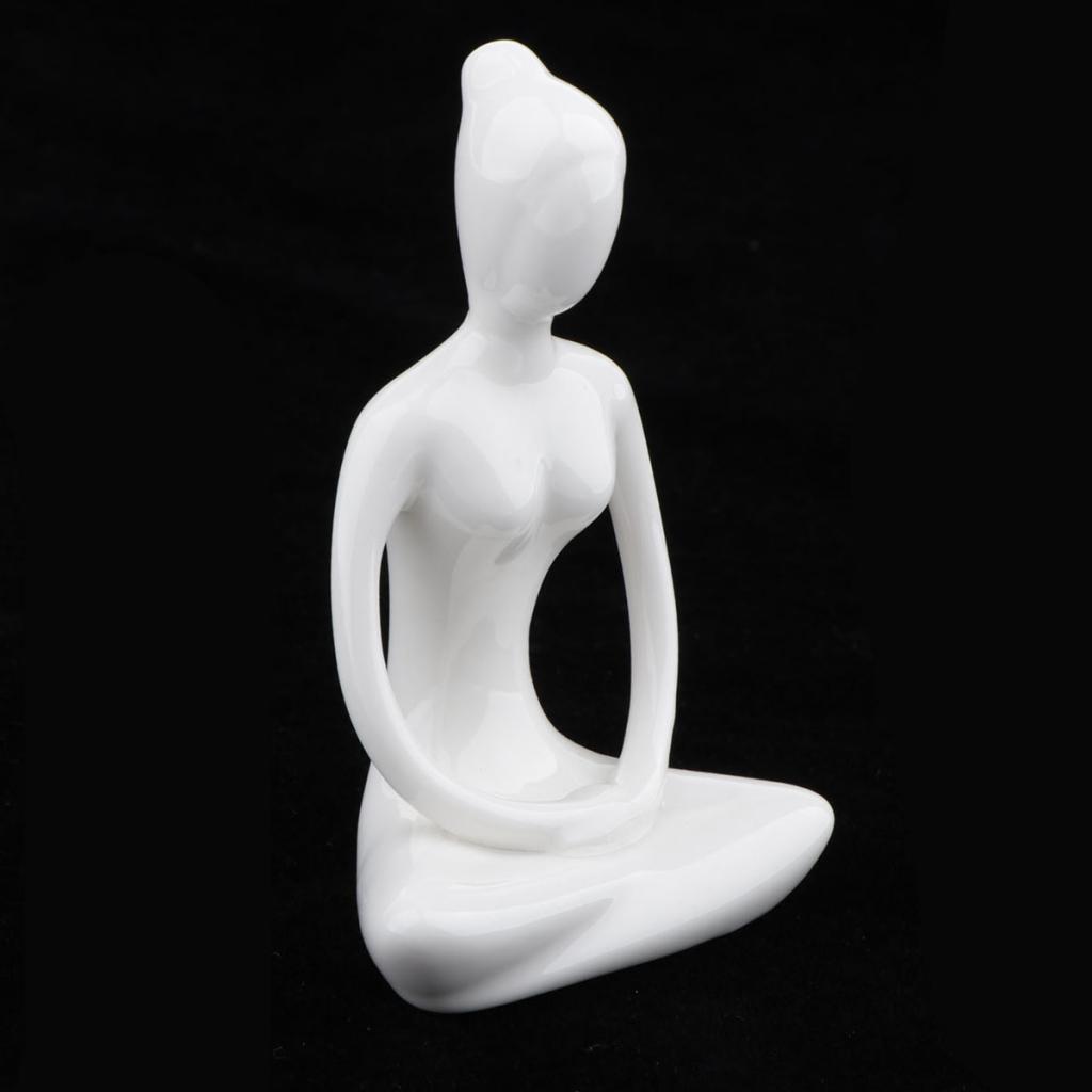 2X Ceramic Yoga Figure Ornament Statue Sculpture Zen Garden Desk Decor Style-03
